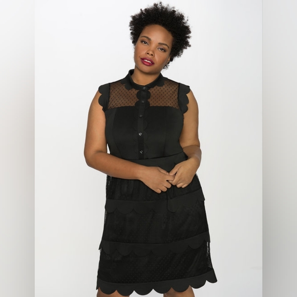 Eloquii Dresses & Skirts - Eloquii Mesh Detail Scallop Dress Size 18